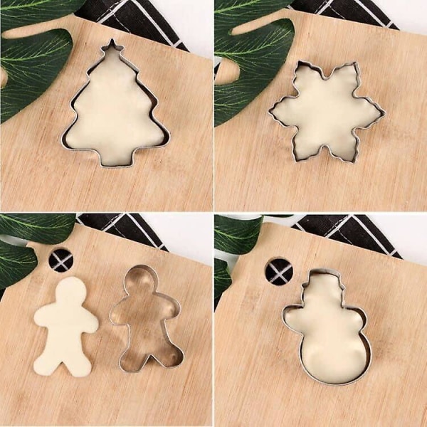 Jul Cookie Cutter Set - 5-delad kakform för jul (3,5\" till 3\") - Julgran, snöflinga, pepparkaksgubbar, snögubbe och godisrörskex