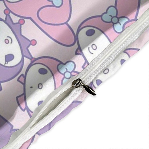 c87 Kuromi og My Melody Dynebetræk Sæt 3-delt Sengesæt Blødt Varmt og Komfortabelt Blødt Sengesæt med 1 Dynebetræk og 2 Pudebetræk til Soveværelse A 135x200cm 53x78in