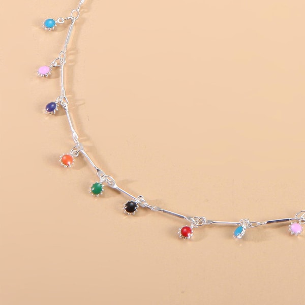 Nyckelben Kedja Droppande Målad Candy Färg Cirkel Hänge Halsband - Jxlgv Golden