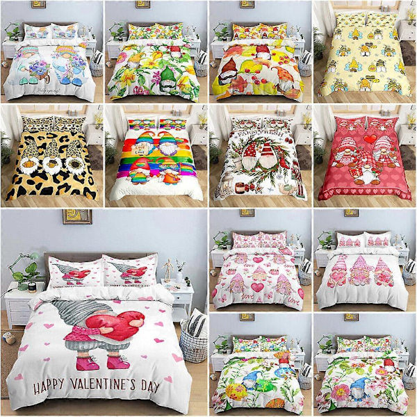 v5653 Sängkläder Tomte Blomma Mjukt Påslakanset Storlek Gåva Sängkläder IU5653 135x200cm 53x78in