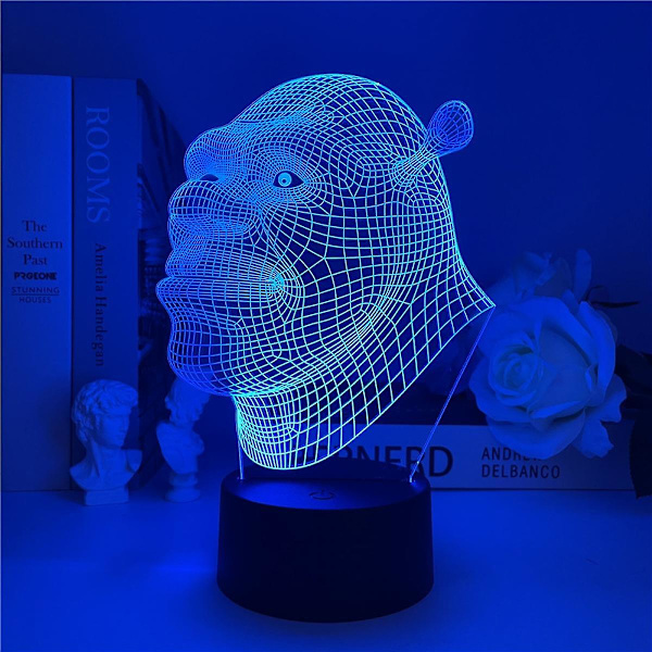 TWYGV Figurer - Shrek 2 Film Actionfigur - 3D Illusjon LED Shrek For alltid Etter Nattlys 7 Farge Endring Srmart Touch Kontroll Belysning Leke Tøys Gutter