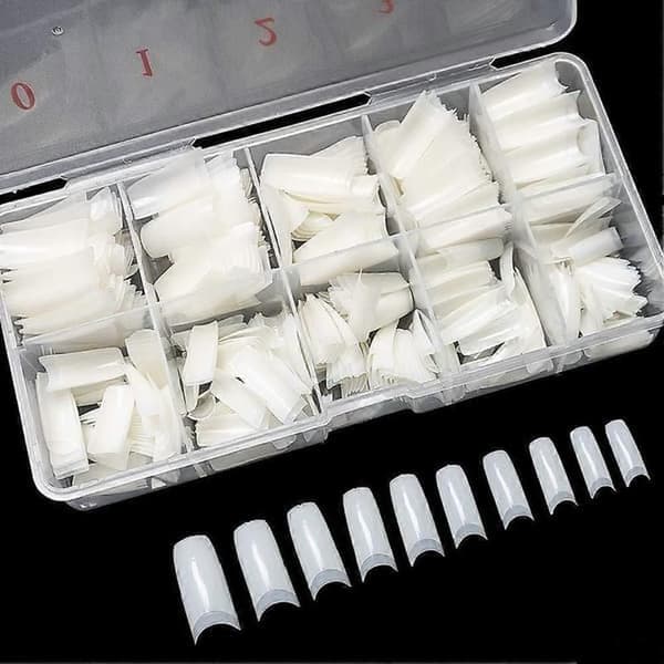500 Pcs Artificial Acrylic Nail Tips Natural Color Full Coverage False Nails