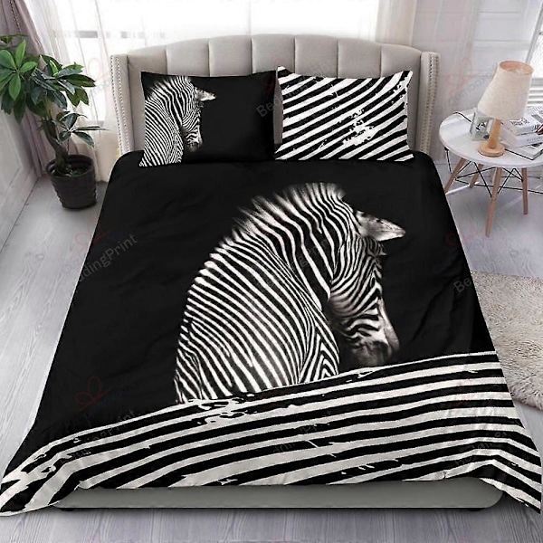 v5662 Sengetøy Zebra Svart Hvit Fargestriper Dynetrekksett Sengetøy Putetrekk Sengetøy IU5662 135x200cm 53x78in