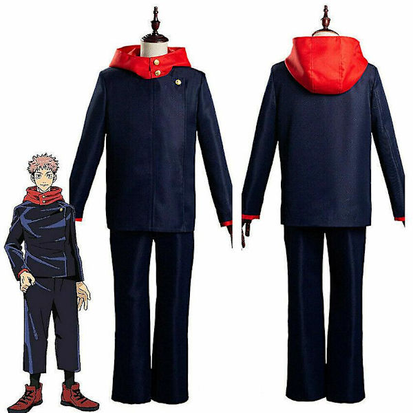 Blå Jujutsu Kaisen Yuji Itadori Cosplay Kostym Uniform Halloween Dräkt M