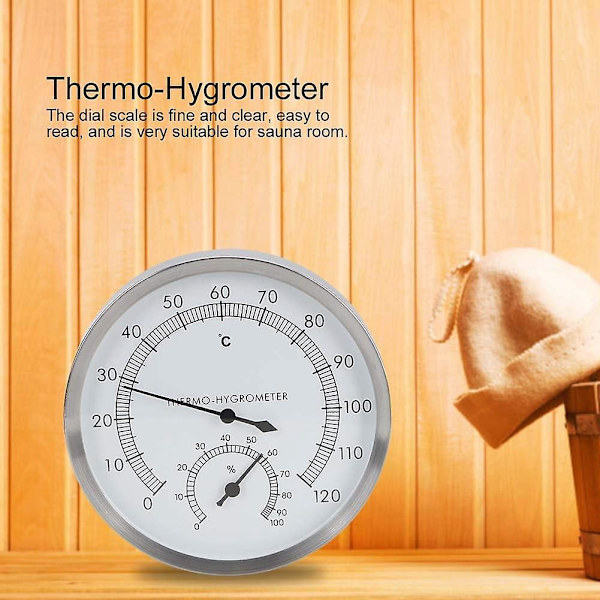2-i-1 rostfritt stål bastutermometer hygrometer termo-hygrometer inomhus bastu utrustning tillbehör