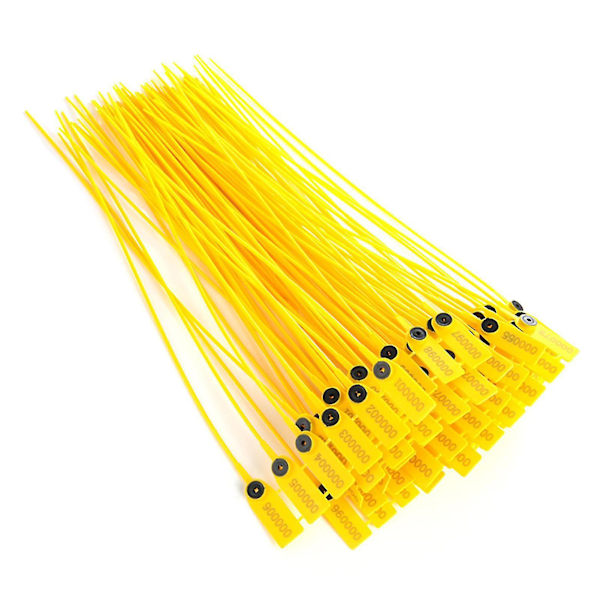 100 stk Gule Pakke Transport Lastbil Plast Sikkerhedsforsegling 40cm Etiket Kabelbinder Med Nummer (ruigou)-YUHAO