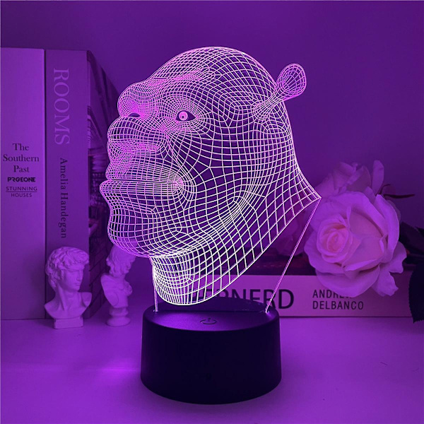 TWYGV Figurer - Shrek 2 Film Actionfigur - 3D Illusjon LED Shrek For alltid Etter Nattlys 7 Farge Endring Srmart Touch Kontroll Belysning Leke Tøys Gutter