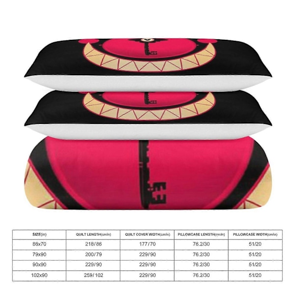 v208 Hazbin Hotel 3-delat Bäddset för Enkelsäng - Inkluderar 1 Enkeltäcke och 2 Örngott - Färgbeständig Mikrofiber - Hazbin Hotel io208 200x200cm 78x78in