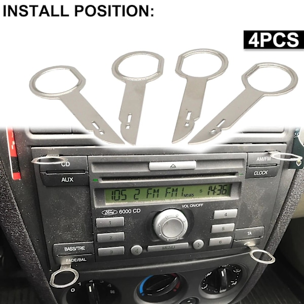 2 par radio CD stereo fjernelse nøgleudtræk til Ford Focus Mondeo C-Max Fiesta Transit biludtræk installationsværktøjer