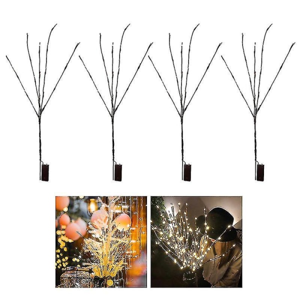 4st grenljus 20 led batteridrivna dekorativa lampor Willow Twig Branch Trädbelysning för hem juldekoration Varm vit Ingår ej Batte