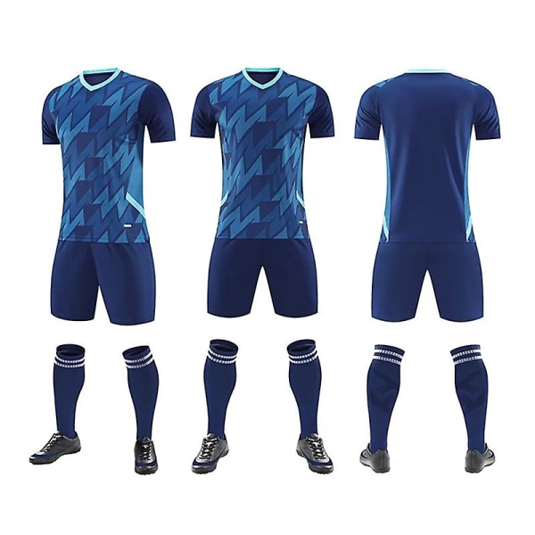 Nytt mode fotbollströjor set för vuxna och barn fotboll T-shirt och shorts Pojkar Futbol träningsdräkter Löpsportkläder S S Light Blue(77682)