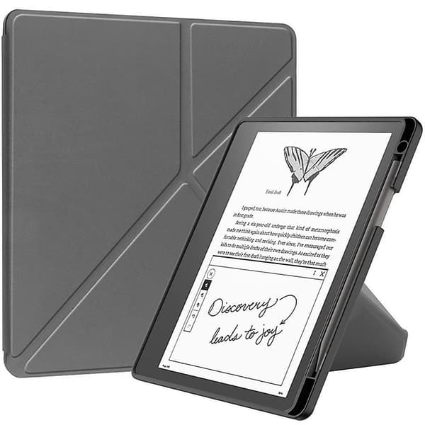 Cover til Kindle Scribe 2022 10,2 tommer, foldbart stativ, blødt PU-læder Grey