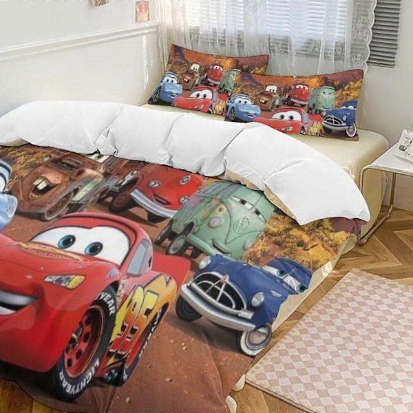 v937 Autot 3-osainen vuodevaatesetti 1 Peittopussi + 2 Tyynyliinaa Lapsille Pojille Tytöille Aikuisille Sarjakuva Lämmin Söpö Muoti Loman Lahja hn937 200x200cm 78x78in