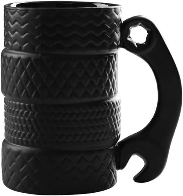 Keramisk mugg formad som ett däck, keramisk kaffemugg, 3D-mugg, presentmugg, 500 ml kapacitet