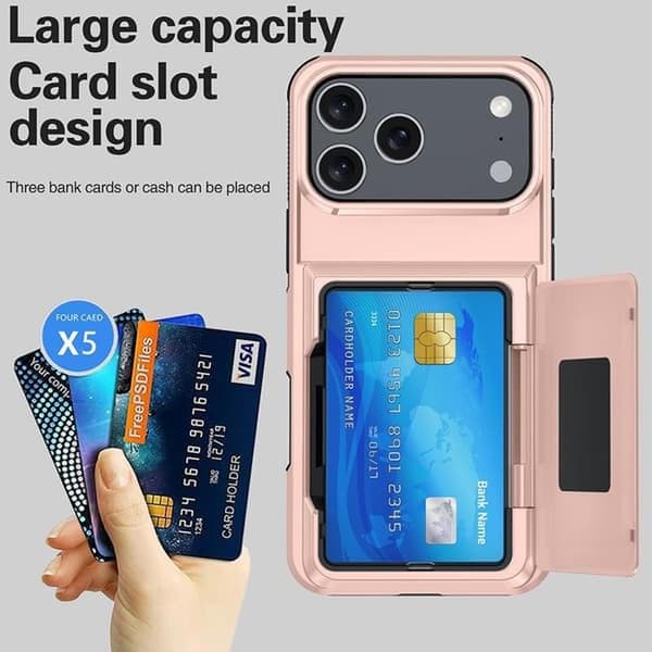 Wallet Case for iPhone 17 - Stylish Protective Case with Card Holder (Holds 5 Cards) - Grey iPhone 17 grey grey iPhone 17