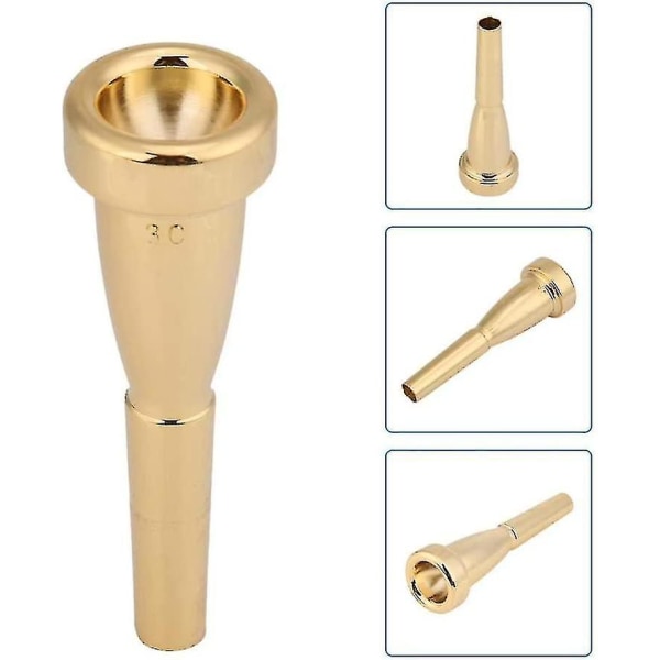 Trumpetmunstycke, trumpetmunstycke i mässing för instrument i storlek 3c (guld)