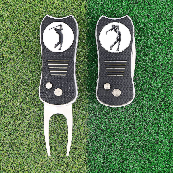 Golf Divot Tool Multifunktion Folde U Type Høj hårdhed Rustfast træningshjælp Bærbar golfbane reparation Kuglemarkør til golfbane_ahf A
