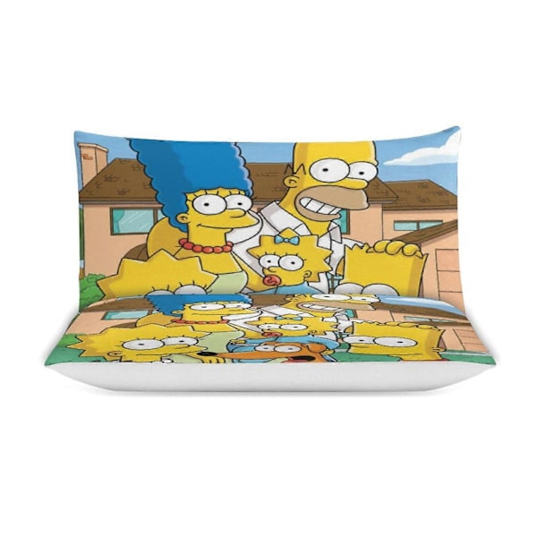 x385 The Simpsons 3-delt Sengesæt Varmt Og Behageligt Blødt Dynebetræk Sengesæt med 1 Dynebetræk Og 2 Pudebetræk til Soveværelse b385 135x200cm 53x78in