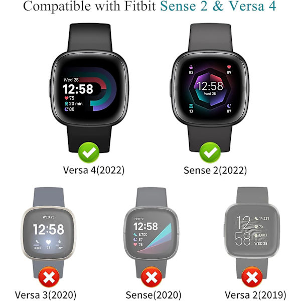 5-pack skärmskyddsfodral kompatibelt med Fitbit Versa 4/ Sense 2, mjukt Tpu-skydd med glitterdiamanter