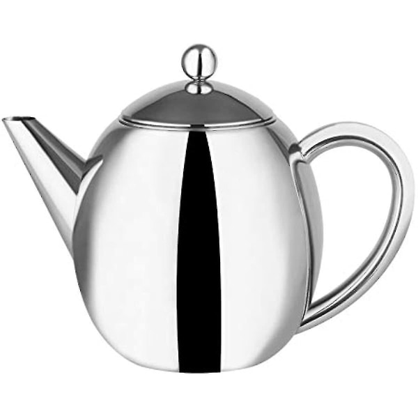 12l Double Walled Insulated Polished Stainless Steel Teapot With Infusing Basket (polished Stainless Steel)-Excellence