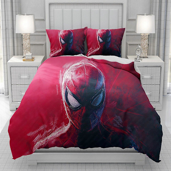 v923 Sängkläder Spider Man superhjältar Påslakan män kvinnor/Barn KID Tryck tecknad Sängkläder Set Täcke Säng Mjukt 3-delars Sängklädesset (1 Påslakan 240x260cm 94x102in