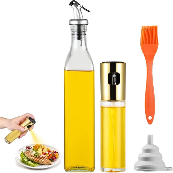 500 ml glas olivenoliedispenser med 100 ml sprayflaske, glasflaske til grillning af olivenolie, oliesprøjte