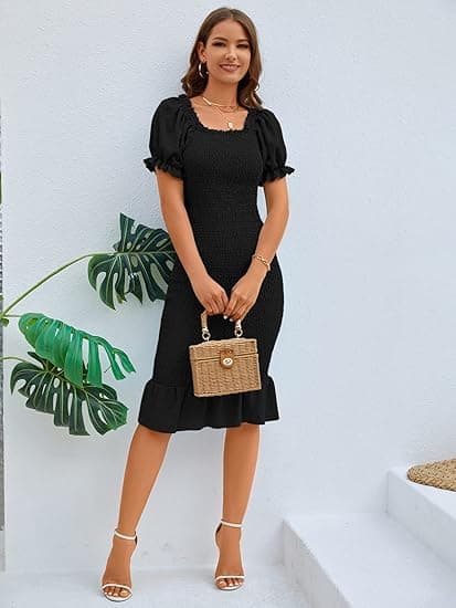 Dam sommar casual stil nedanför knäet