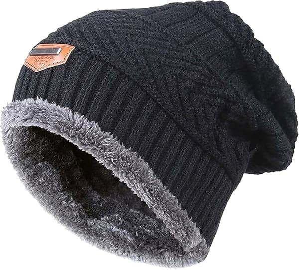 Vintermössa för pojkar och flickor (5-14 år) Slouchy mössa Vindtät Varm Stickad Barnmössa