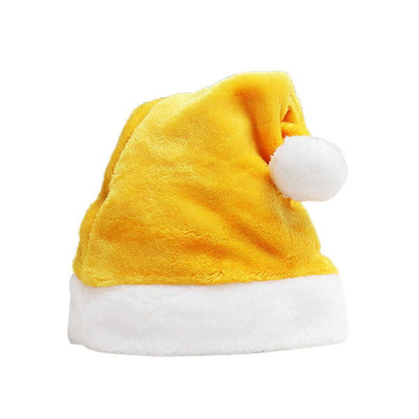 Plush Julehat Blød Behagelig Vibrerende Farve Julehat Festival Dekoration Yellow