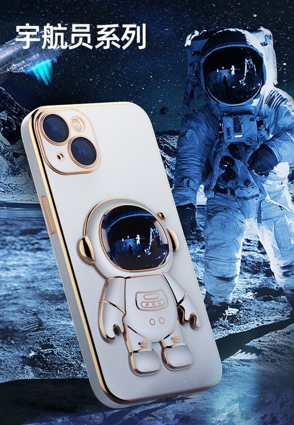 Compatible with iPhone 12 Case Cute 3D Astronaut Stand Design Camera P Far peak blue