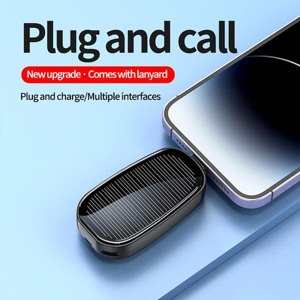 Mini Solcelleoplader Nøglering Powerbank til Mobiltelefon 1200mAh Sort: Til Lightning Sort Black A