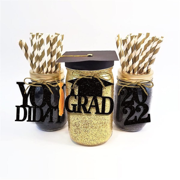 18st 2022 Graduation Favor Tags Festbordsdekoration Black