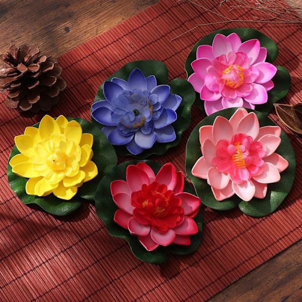 5 stk Kunstig Nøkkerose Flytende Lotusblomst Dam Hjem