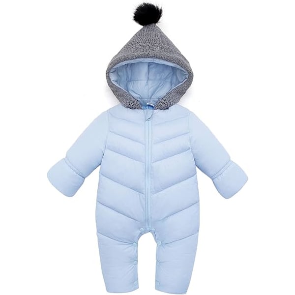 One Piece Kläder Ytterkläder Vinterjacka med Huva Overall Varm Overall för 0-18 Månader Baby Pojkar Flickor S Blue