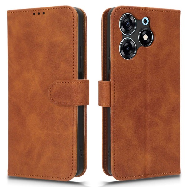 För Tecno Spark 10 Pro Skin-touch läder folio fodral plånbok stativ magnetiskt skyddande telefonfodral Brown Transsion Tecno Spark 10 Pro