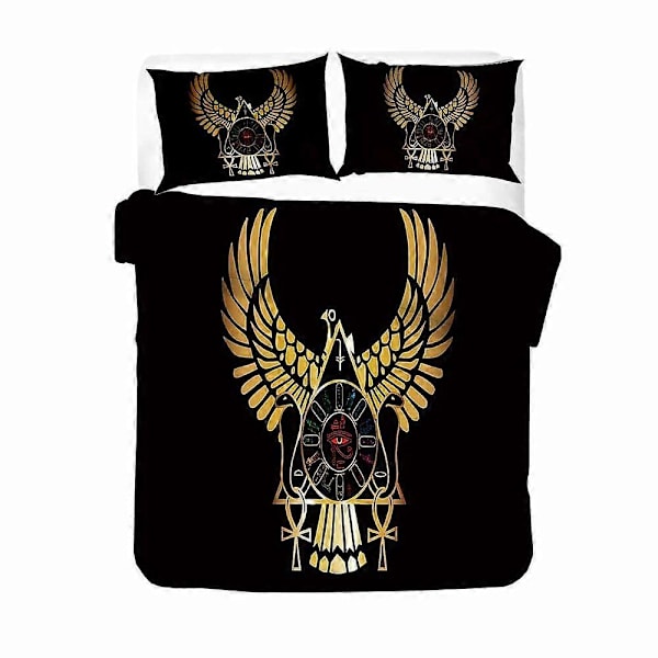 v4715 Sängkläder Forntida Egyptisk Örn Pojkar Män Sängkläder Svart Horus Öga Påslakanset Sängkläder IU4715 240x260cm 94x102in