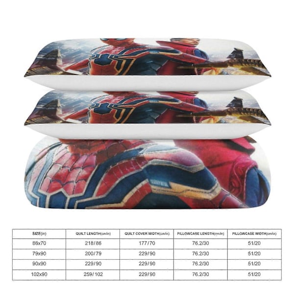 c123 Spider-Man Sengetøy Dynesett, 3-delt Sengetøysett Mykt Varmt Sengesett med 1 Dynetrekk og 2 Putetrekk for Soverom Hele Året hno123 135x200cm 53x78in