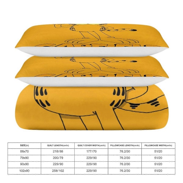 x49 Garfield Dynebetræk Mikrofiber Sengelinned Sæt 3D Printet Letvægts 3 Dele Dynesæt, 1 Dynebetræk og 2 Pudebetræk til Børn Drenge Gir 135x200cm 53x78in