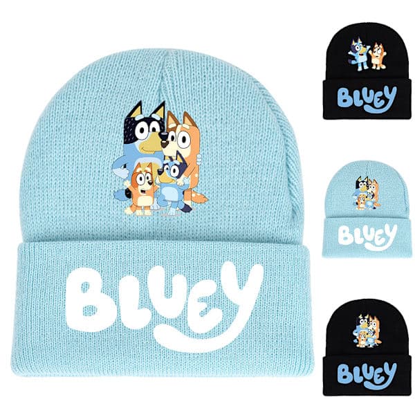 Barn Bluey Tecknad Stickad Mössa Vintermössa Present #3