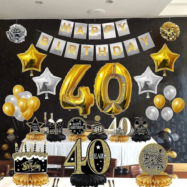 9 delar 40-årsdag dekoration grattis på 40-årsdagen bordsdekoration bikakeskiva