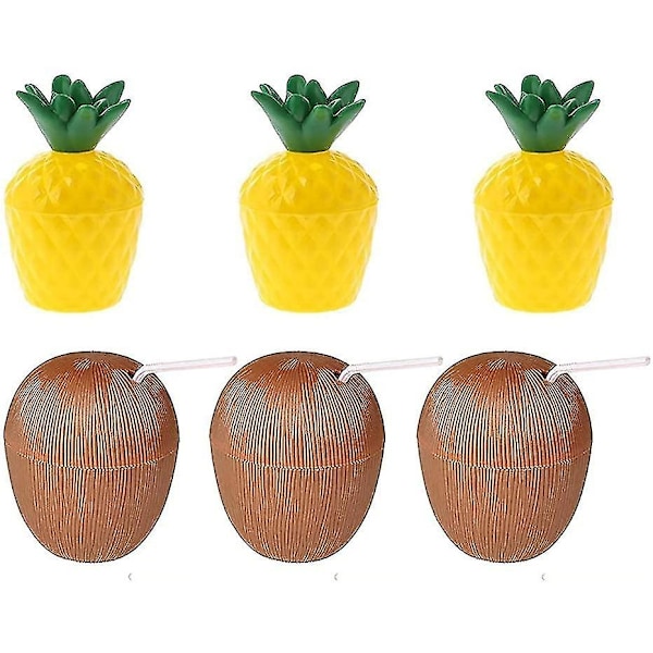 6 stk Bar Tiki Cup Personlig Hawaiian Kokosnøtt Cup Cocktail Cup Kreativ Ananas Cup