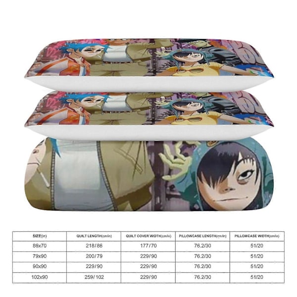 x52 Gorillaz 3-delt sengesett Varmt og komfortabelt mykt dynetrekk sengesett med 1 dynetrekk og 2 putetrekk for soverom b52 135x200cm 53x78in
