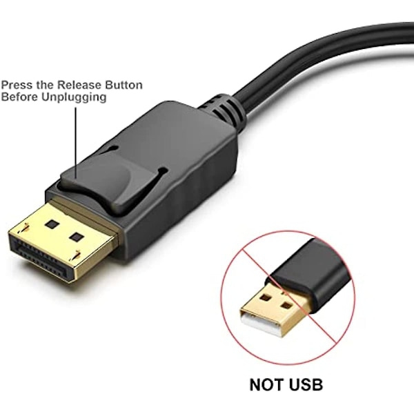 Displayport til Hdmi-adapter  Benfei Dp(Display Port) han til Hdmi hun-konverter med lyd til Lenovo  Dell  Hp  Asus og andre mærker(dp til Hdmi)