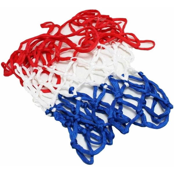 Basketnät vitt, rött og blått 3 farver fet polypropen (vit röd og blå 3 farver 13 krokar 2st)，for hemmakit