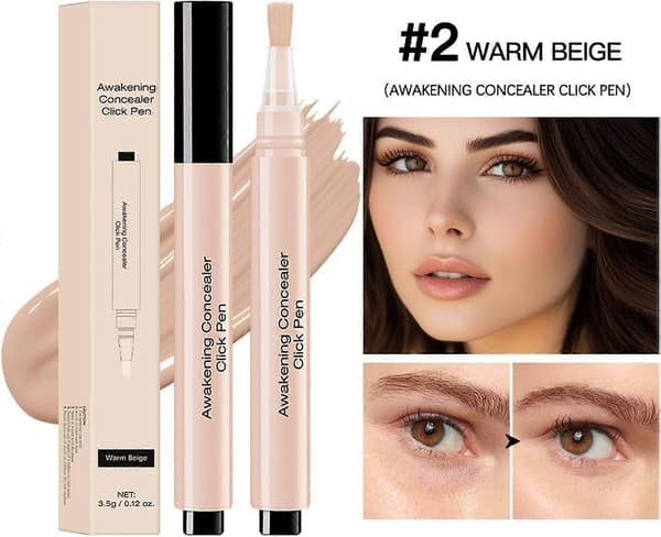 Concealer Click Pen, Flydende Concealer Pen, Concealer til Mørke Rande, Let Dækkeevne, Holdbar Formel, til Piger Warm Beige