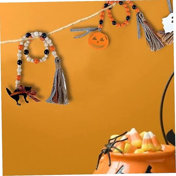 2 st Halloween Trä Girlang Rustik Krukor Med Pumpa Spöken Bricka Dekor  Bd