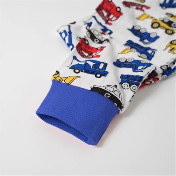 Barn Pyjamas Set 100% Bomull Dinosaurie Sovkläder Långa Pyjamas Pjs Set Småbarn Storlek UK 1-7 År 140 White