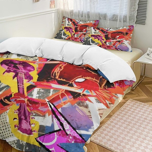 v904 Spider-Man 3-delt sengesett for enkeltseng - Inkluderer 1 enkelt dyne og 2 putevar Sengetøy - Falmebestandig mikrofiber - Spider io904 135x200cm 53x78in