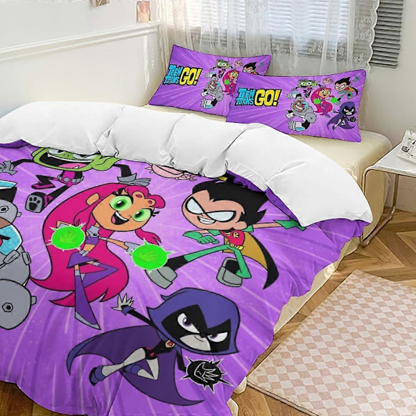 x316 Teen Titans Go 3-delat sängklädesset Varmt och bekvämt mjukt påslakanset med 1 påslakan och 2 örngott för sovrum b316 200x200cm 78x78in