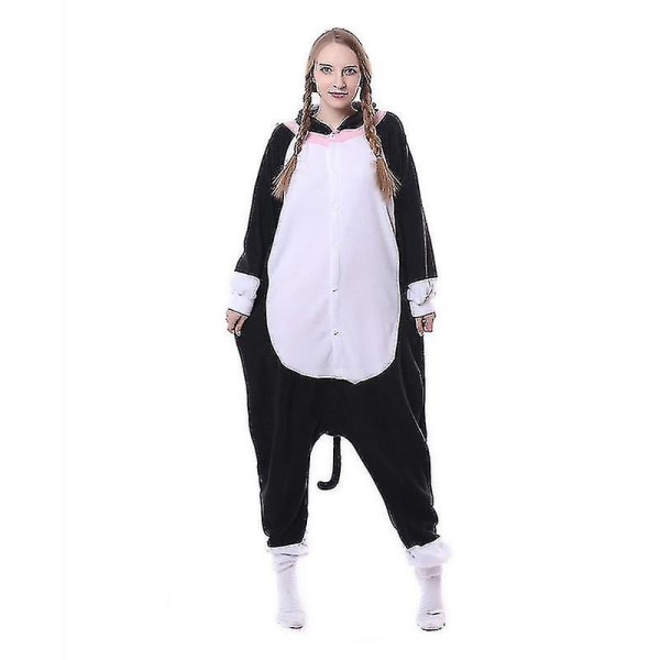 Caraele Svart Katt Kostym Pyjamas Onesie Kigurumi Jumpsuit Djur Hoodie 115